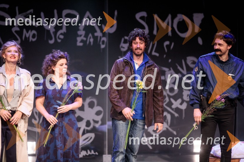  Vesna Pernarčič, igralka;  Vesna  Slapar, igralka;  Miha Rodman, igralec;  Blaž Setnikar, igralecVse zastonj! Vse zastonj!, Prešernovo gledališče Kranj, premiera