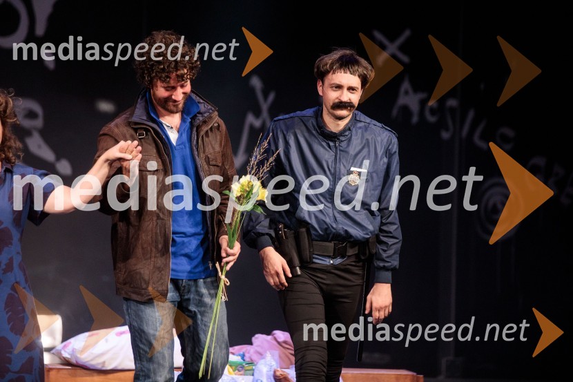  Miha Rodman, igralec;  Blaž Setnikar, igralecVse zastonj! Vse zastonj!, Prešernovo gledališče Kranj, premiera