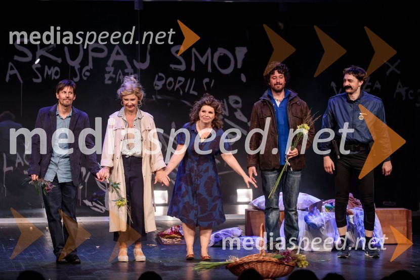  Aljoša Ternovšek, igralec;  Vesna Pernarčič, igralka;  Vesna  Slapar, igralka;  Miha Rodman, igralec;  Blaž Setnikar, igralecVse zastonj! Vse zastonj!, Prešernovo gledališče Kranj, premiera