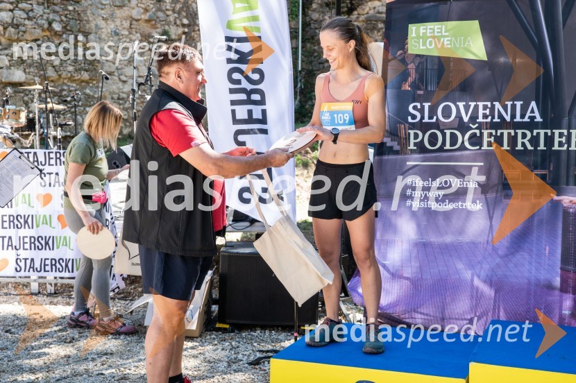  Peter Misja, župan, Občina Podčetrtek, predsednik Turistične zveze Slovenije;  Lidija Johan, 1. mesto Trail Rudnica dvojček, 2. mesto 3kmTrail Rudnica, druženje in zabava s skupino Donačka & Barbara