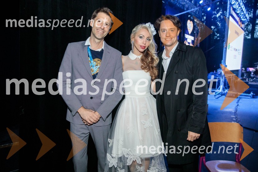 dr. Nejc  Jelen, vodja projekta Mi smo ZA STRPNOST!, podpredsednik, društvo Eksen;  Ajda Bezenšek, strokovna direktorica izobraževalnih programov v Eksena;  Domen Valič, igralecVeliki dobrodelni koncert Vilijem Julijan 2022