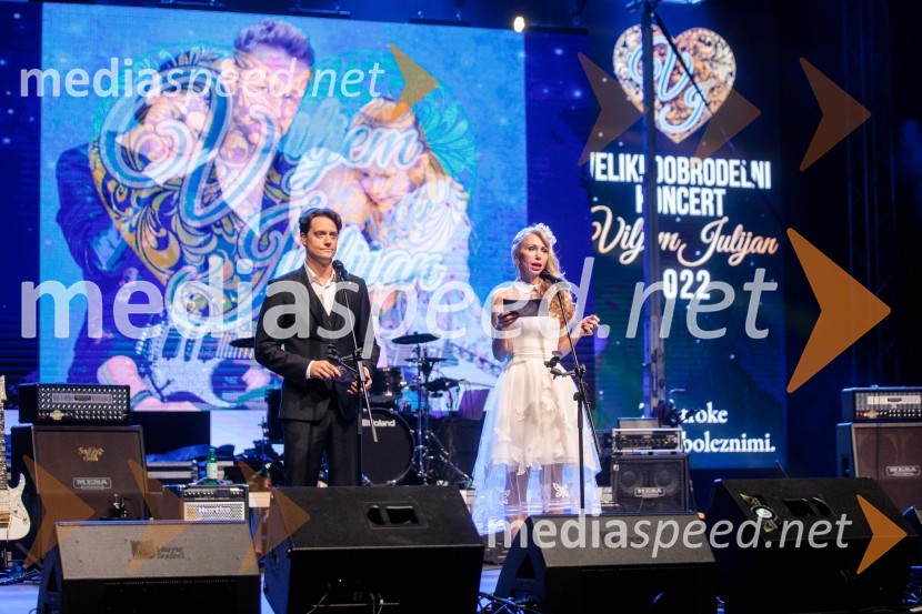  Domen Valič, igralec;  Ajda Bezenšek, strokovna direktorica izobraževalnih programov v EksenaVeliki dobrodelni koncert Vilijem Julijan 2022