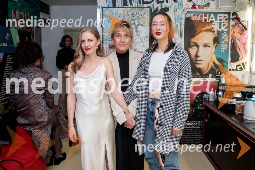  Lena Hribar  Škrlec, igralka;  Barbara Hieng Samobor, direktorica in umetniška vodja MGL;  Sara Gorše, igralkaThe best of MGL & AGRFT koncert v Kino Šiška