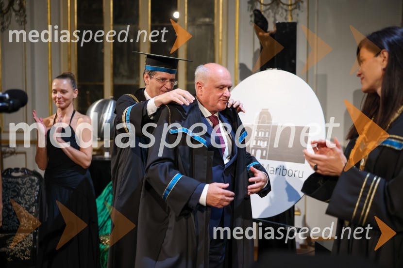 prof. dr. Zdravko Kačič, rektor Univerze v Mariboru;  Marjan  Pipenbaher, gradbeni inženir, PontingDan Univerze v Mariboru 2022