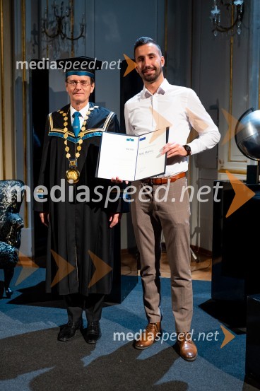 prof. dr. Zdravko Kačič, rektor Univerze v Mariboru;  Mitja Marin, prejemnik listine za pomembne kulturne dosežke UM 2022Dan Univerze v Mariboru 2022