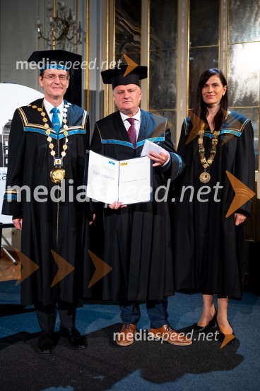 prof. dr. Zdravko Kačič, rektor Univerze v Mariboru;  Marjan  Pipenbaher, gradbeni inženir, Ponting; doc. dr. Vesna Žegarac Leskovar, dekanica Fakulteta za gradbeništvo, prometno inženirstvo in arhitekturoDan Univerze v Mariboru 2022