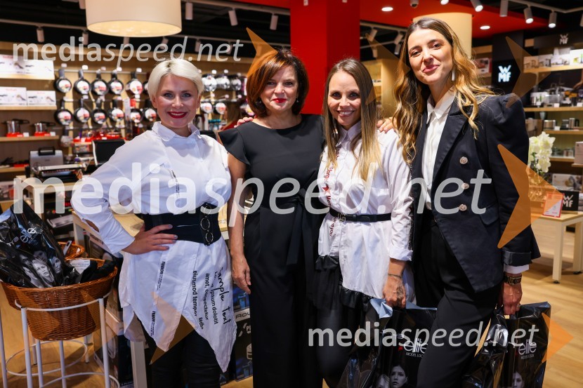  Ana  Praznik, voditeljica, pevka Bepop;  Romana Kancler, direktorica SEB Slovenija d.o.o.;  Tinkara Fortuna, skupina Bepop;  Alenka  Husič, pevka, skupina Sopranos, skupina BepopOtvoritev trgovine Home and Cook v BTC Ljubljana