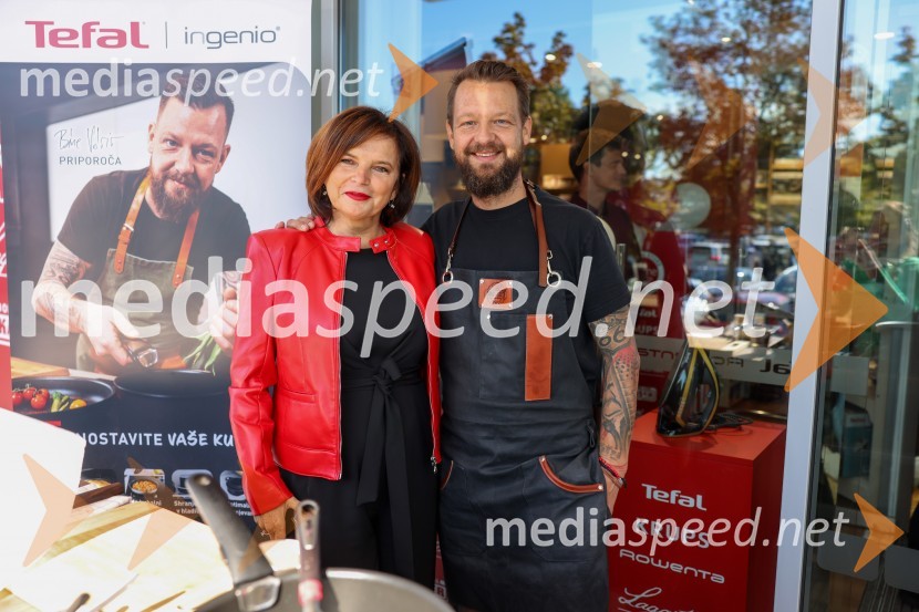  Romana Kancler, direktorica SEB Slovenija d.o.o.;  Bine Volčič, kuharski mojsterOtvoritev trgovine Home and Cook v BTC Ljubljana