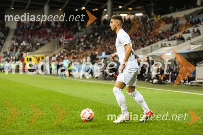  Adam Gnezda Čerin, nogometaš, NK DomžaleLiga Narodov, Slovenija - Norveška