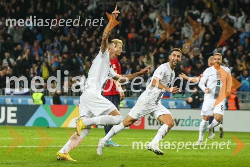  Benjamin Šeško, nogometaš;  Andraž Šporar, nogometaš, ŠK Slovan BratislavaLiga Narodov, Slovenija - Norveška