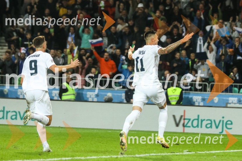  Andraž Šporar, nogometaš, ŠK Slovan Bratislava;  Benjamin Šeško, nogometašLiga Narodov, Slovenija - Norveška