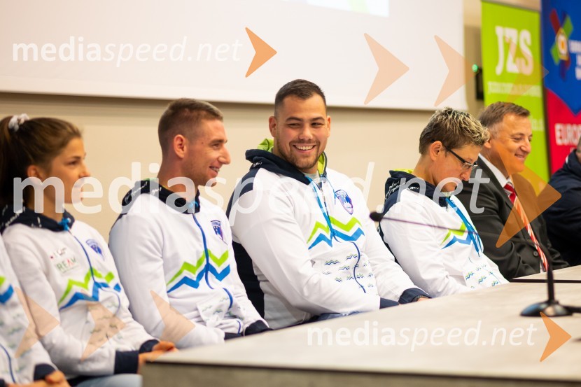  David Štarkelj, judoist;  Vito Dragič, judoist;  Volha Shtyrba, Judo klub OlimpijaNovinarska konferenca Judo zveze Slovenije
