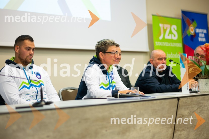  Vito Dragič, judoist;  Volha Shtyrba, Judo klub Olimpija;  Marjan Fabjan, športni trenerNovinarska konferenca Judo zveze Slovenije