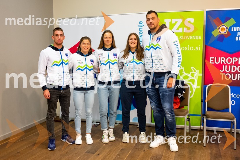 David Štarkelj, judoist;  Maruša Štangar, judoistka;  Kaja Kajzer, judoistka;  Andreja Leški, judoistka;  Vito Dragič, judoistNovinarska konferenca Judo zveze Slovenije
