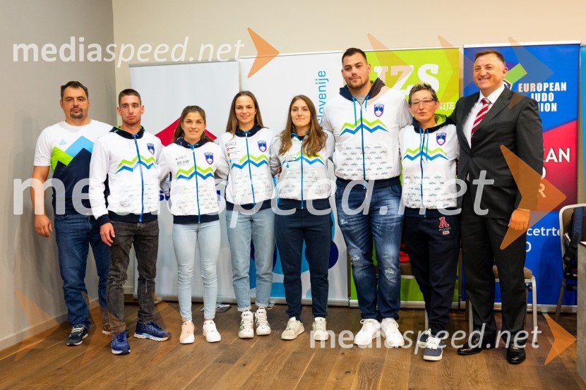  Gregor Brod;  David Štarkelj, judoist;  Maruša Štangar, judoistka;  Kaja Kajzer, judoistka;  Andreja Leški, judoistka;  Vito Dragič, judoist;  Volha Shtyrba, Judo klub Olimpija;  Lovrencij Galuf, predsednik, Judo zveza SlovenijeNovinarska konferenca Judo zveze Slovenije