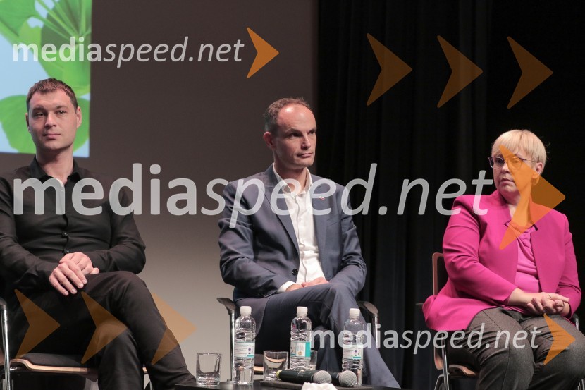  Miha Kordiš, poslanec Združene levice,  kandidat na predsedniških volitvah 2022;  Anže Logar, poslanec SDS, predsednik Ljubljanskega odbora SDS, kandidat na predsedniških volitvah 2022;  Nataša Pirc Musar, partnerica, direktorica in odvetnica, Pirc Musar odvetniška družba, kandidatka na predsedniških volitvah 2022Soočenje predsedniških kandidatov v okviru Festivala za tretje življenjsko obdobje