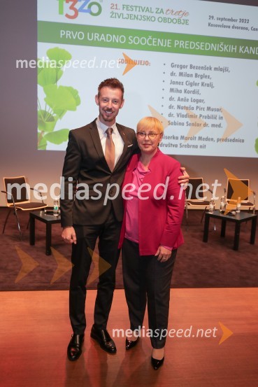  Gregor Bezenšek, glasbenik, Soulgreg artist, društvo Viljem Julijan, kandidat na predsedniških volitvah 2022;  Nataša Pirc Musar, partnerica, direktorica in odvetnica, Pirc Musar odvetniška družba, kandidatka na predsedniških volitvah 2022Soočenje predsedniških kandidatov v okviru Festivala za tretje življenjsko obdobje