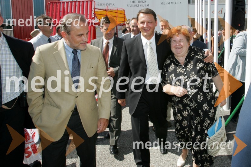 Milan Pogačnik, minister za kmetijstvo, Anton Rop, politik in Marija Pozsonec, nekdanja poslanka madžarske narodne skupnostiSejem Gornja Radgona 2004