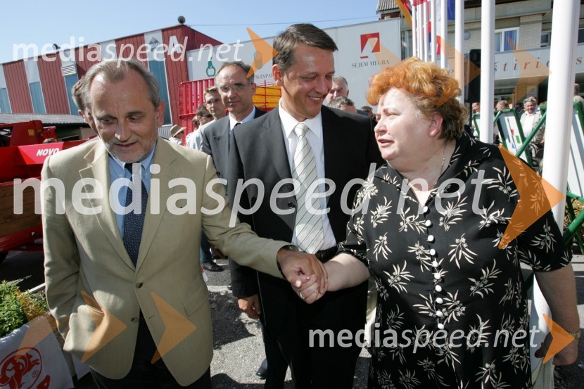 Milan Pogačnik, minister za kmetijstvo, Anton Rop, politik in Marija Pozsonec, nekdanja poslanka madžarske narodne skupnostiSejem Gornja Radgona 2004