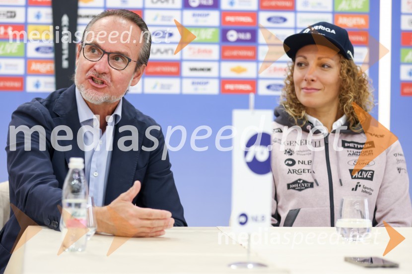  Alexander Lotschak, Kästle, direktor;  Ilka Štuhec, slovenska alpska smučarkaIlka Štuhec odslej s smučmi Kästle, novinarska konferenca pred sezono