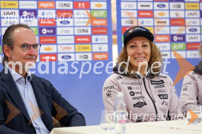  Alexander Lotschak, Kästle, direktor;  Ilka Štuhec, slovenska alpska smučarkaIlka Štuhec odslej s smučmi Kästle, novinarska konferenca pred sezono