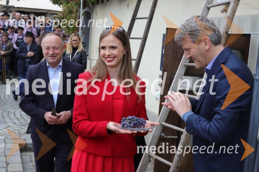  Stane Kocutar, mestni viničar, skrbnik Stare trte, novinar Radia Maribor, zgodovinar;  Neža Jarc, Mariborska vinska kraljica 2020;  Robert Gorjak, vinska šola Belvin36. svečana trgatev Stare trte, najstarejše trte na svetu