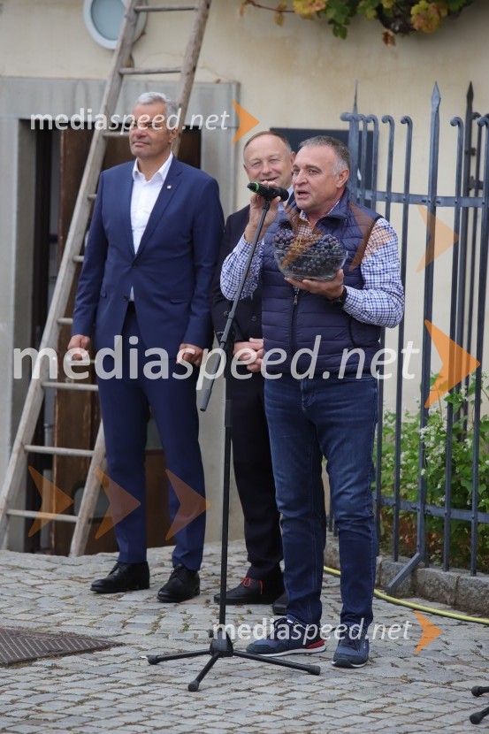  Aleksander Saša Arsenovič, župan, Mestna občina Maribor;  Stane Kocutar, mestni viničar, skrbnik Stare trte, novinar Radia Maribor, zgodovinar;  Ivo Velišek, direktor uprave, Praški grad36. svečana trgatev Stare trte, najstarejše trte na svetu