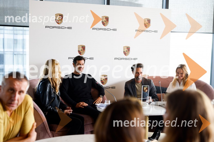  Nika Zupanc, ambasadorka, Porsche;  Mark Webber, nekdanji voznik Formule 1;  Rok Vihar, igralec;  Manca Krnel, Project Dresscode, nekdanja baletna plesalkaMark Webber, nekdanji voznik F1 in Nika Zupanc, slovenska industrijska oblikovalka na novinarski konferenci Wild at Heart