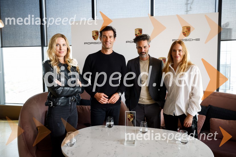  Nika Zupanc, ambasadorka, Porsche;  Mark Webber, nekdanji voznik Formule 1;  Rok Vihar, igralec;  Manca Krnel, Project Dresscode, nekdanja baletna plesalkaMark Webber, nekdanji voznik F1 in Nika Zupanc, slovenska industrijska oblikovalka na novinarski konferenci Wild at Heart