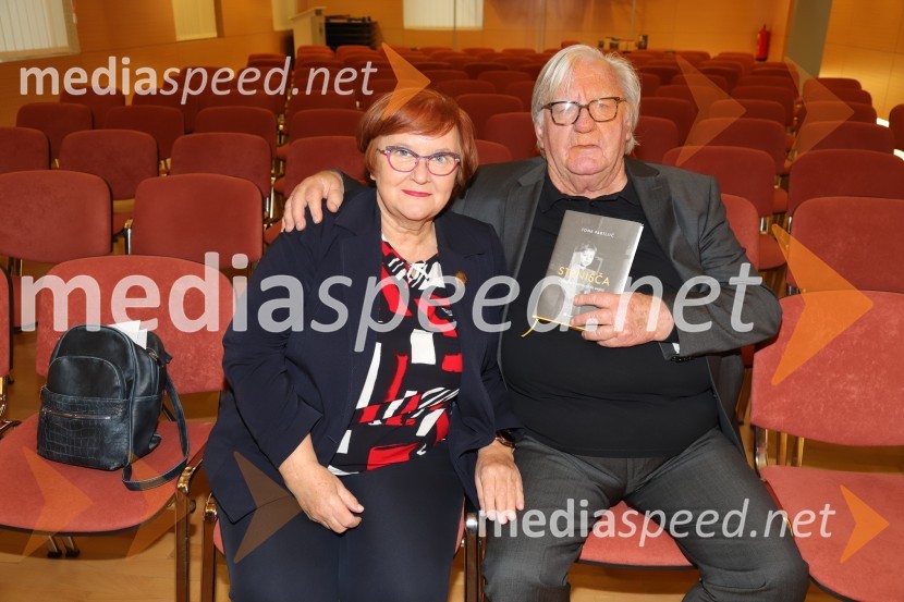  Milena Pivec, direktorica Založbe Pivec;  Tone Partljič, pisateljTone Partljič, predstavitev zbirke kratkih zgodb z naslovom Strnišča