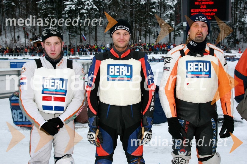Sven Holstein, René Stellingwerf in Johny Tuinstra, ekipa NizozemskeSpeedway na ledu, finale ekipnega svetovnega prvenstva