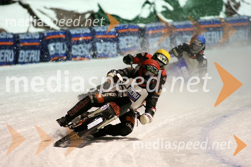 Antti Aakko, Finska, Stefan Svensson, Švedska, in Per-Olov Serenius, ŠvedskaSpeedway na ledu, finale ekipnega svetovnega prvenstva