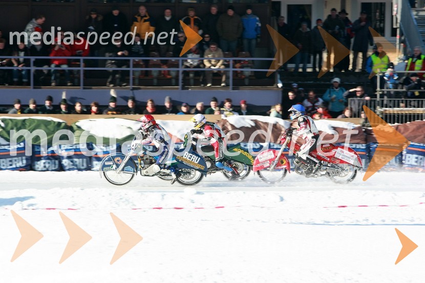 Nikolay Krasnikov, Rusija, Younir Bazeev, Rusija in Antonin Klatovský, ČeškaSpeedway na ledu, finale ekipnega svetovnega prvenstva