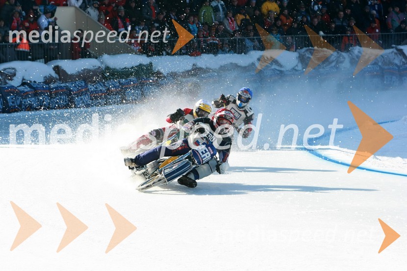 Nikolay Krasnikov, Rusija, Younir Bazeev, Rusija in Antonin Klatovský, ČeškaSpeedway na ledu, finale ekipnega svetovnega prvenstva