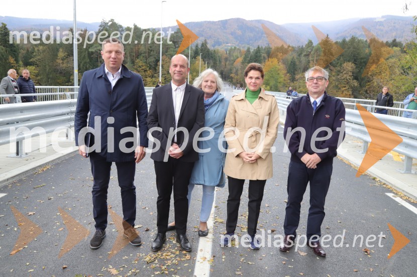 mag. Andrej Rajh, poslanec DZ;  Darko Knez, Kandidat za župana Ruš 2022;  Metka Vodušek, kandidatka za MS Ruše 2022; mag. Alenka Bratušek, državna sekretarka, pristojna za področje prometa; prof. dr. Bojan Tičar, prodekan, Fakulteta za varnostne vede, Univerza v MariboruSlavnostno odprtje mostu med Rušami in Selnico ob Dravi