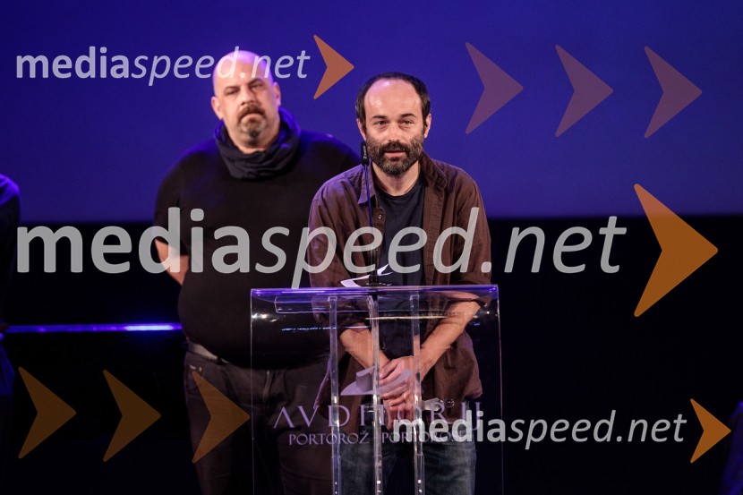  Miha Černec, producent;  Matjaž Ivanišin, režiser in scenarist25. festival slovenskega filma, zaključek festivala v Portorožu