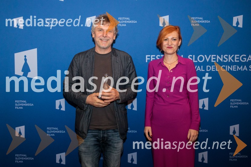  Robert Černelč, scenograf; dr. Asta Vrečko, ministrica za kulturo25. festival slovenskega filma, zaključek festivala v Portorožu