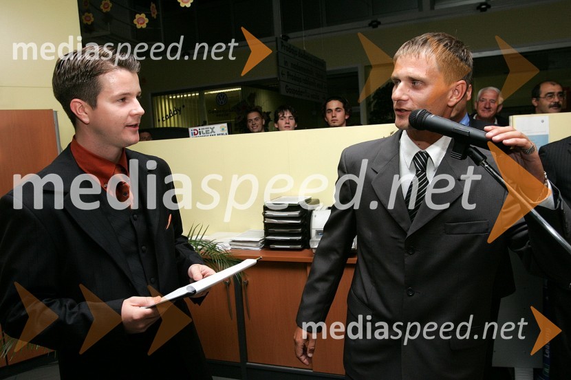 Boštjan Romih, TV voditelj in Tomaž Visket, nekdanji vodja prodaje Porsche MariborŠkoda Octavia,  predstavitev v Mariboru