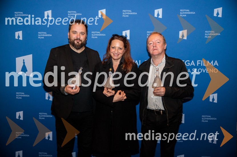  Matevž Luzar, režiser;  Petra Vidmar, tolkalka;  Simon Tanšek, direktor fotografije25. festival slovenskega filma, zaključek festivala v Portorožu