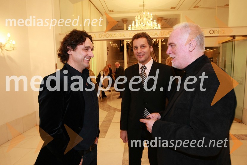 Vito Taufer, režiser, Danilo Rošker, direktor SNG Maribor, in Marko Gorjanc, namestnik ravnatelja SNG Opera in balet LjubljanaZlatorog, premiera opere