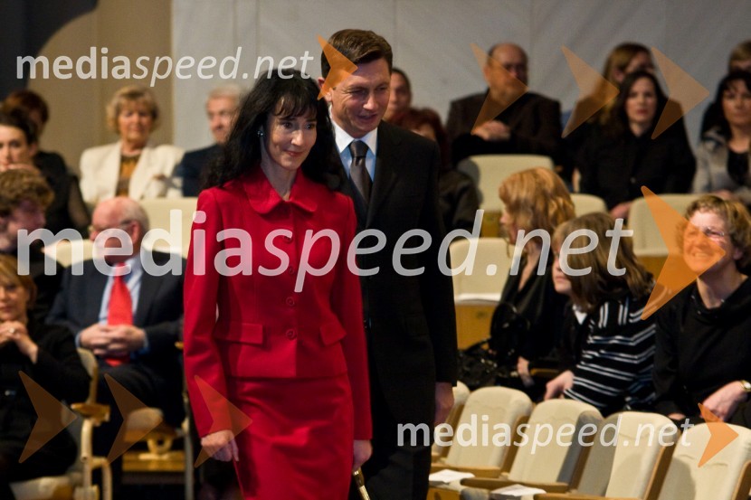 Borut Pahor, predsednik Vlade RS z življenjsko sopotnico TanjoPodelitev Prešernovih nagrad 2009