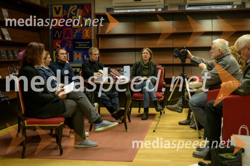  Seta Knop, pisateljica;  Mirana Likar Bajželj, pisateljica; dr. Mirt Komel, filozof, sociolog, dramatik, esejist in prevajalec;  Tadej Golob, pisatelj, novinar, kolumnist in alpinist;  Ana Geršak, literarna kritičarka, urednica za leposlovje in intervjuje ter prevajalka;  ... Predstavitev novo izdanih knjig založbe Goga, novinarska konferenca