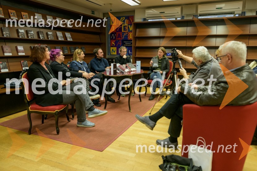  Seta Knop, pisateljica;  Ivana Djilas, režiserka;  Mirana Likar Bajželj, pisateljica; dr. Mirt Komel, filozof, sociolog, dramatik, esejist in prevajalec;  Tadej Golob, pisatelj, novinar, kolumnist in alpinist;  Ana Geršak, literarna kritičarka, urednica za leposlovje in intervjuje ter prevajalkaPredstavitev novo izdanih knjig založbe Goga, novinarska konferenca