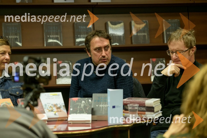 dr. Mirt Komel, filozof, sociolog, dramatik, esejist in prevajalec;  Tadej Golob, pisatelj, novinar, kolumnist in alpinistPredstavitev novo izdanih knjig založbe Goga, novinarska konferenca