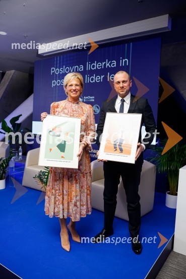  Aleša Mižigoj, direktorica Medex, d. o. o.;  Blaž Brodnjak, predsednik AmCham Slovenija, predsednik uprave NLB, Manager leta 2022.Poslovna liderka in poslovni lider 2023