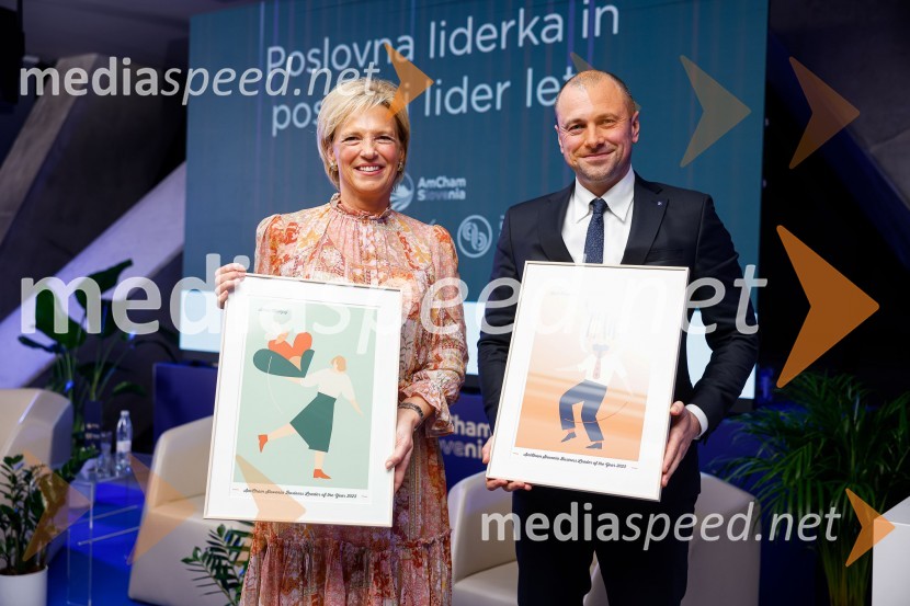 Aleša Mižigoj, direktorica Medex, d. o. o.;  Blaž Brodnjak, predsednik AmCham Slovenija, predsednik uprave NLB, Manager leta 2022.Poslovna liderka in poslovni lider 2023