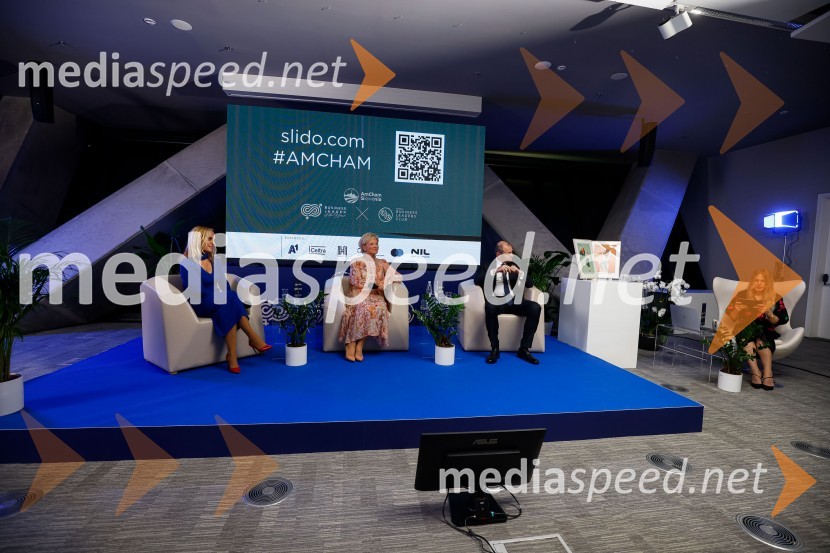  Ajša Vodnik, izvršna direktorica AmCham (Ameriška gospodarska zbornica);  Aleša Mižigoj, direktorica Medex, d. o. o.;  Blaž Brodnjak, predsednik AmCham Slovenija, predsednik uprave NLB, Manager leta 2022.;  Tonja Avsenik, AmCham (Ameriška gospodarska zbornica)Poslovna liderka in poslovni lider 2023