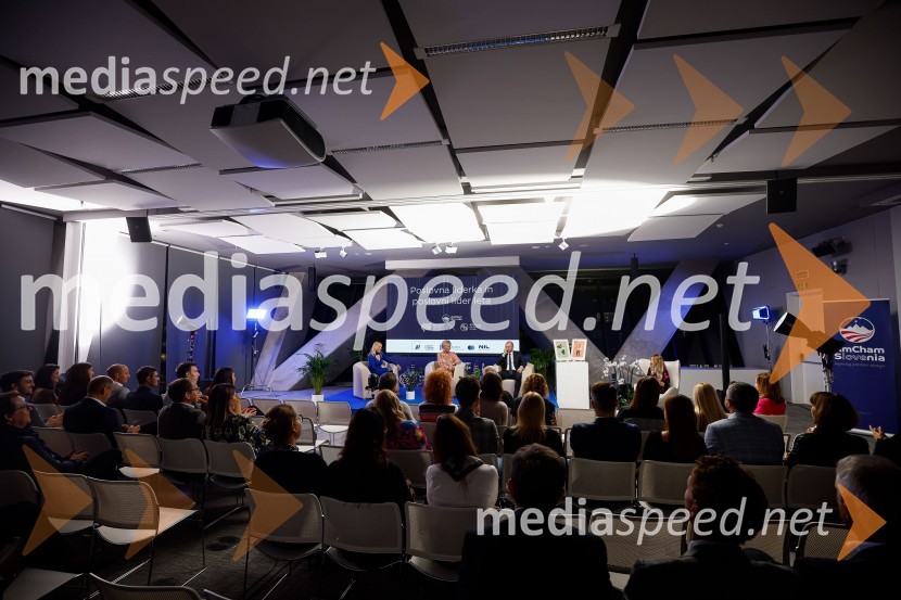  Ajša Vodnik, izvršna direktorica AmCham (Ameriška gospodarska zbornica);  Aleša Mižigoj, direktorica Medex, d. o. o.;  Blaž Brodnjak, predsednik AmCham Slovenija, predsednik uprave NLB, Manager leta 2022.Poslovna liderka in poslovni lider 2023