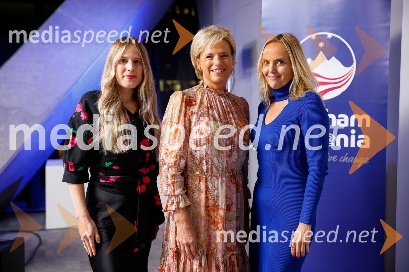  Tonja Avsenik, AmCham (Ameriška gospodarska zbornica);  Aleša Mižigoj, direktorica Medex, d. o. o.;  Ajša Vodnik, izvršna direktorica AmCham (Ameriška gospodarska zbornica)Poslovna liderka in poslovni lider 2023