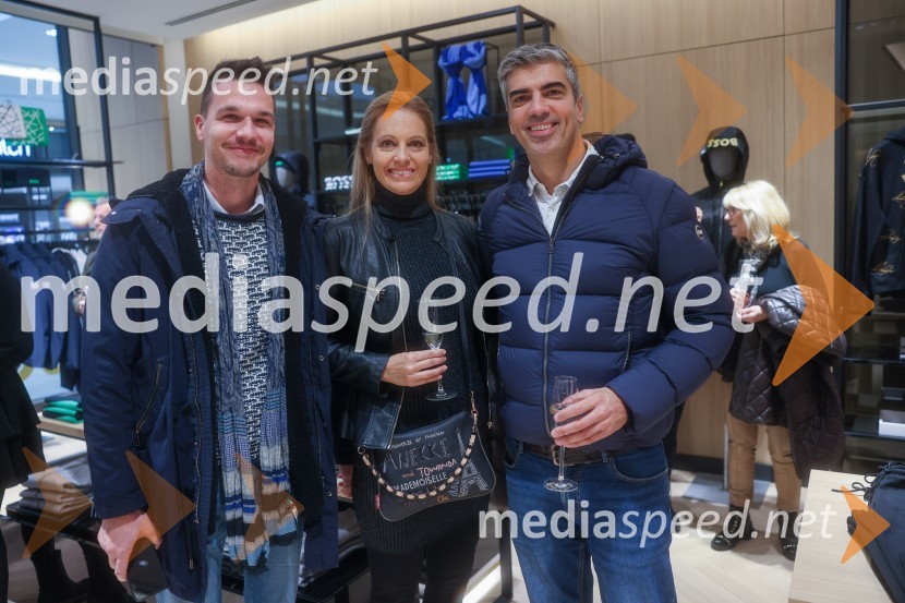  Jan Ternjak, direktor Športne agencije Proelium;  Miša Margan Kocbek, novinarka revije Zvezde/Lady, direktorica agencije Glammodels, Mima;  Bor Greiner, odgovorni urednik, Radio CityOtvoritev trgovin BOSS in HUGO v Europarku